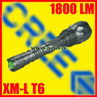CREE XM L T6 1800 Lumen Flashlight Torch Lamp 2X 18650 Hiking Hunting 