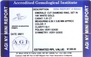 01 Emerald Cut Diamond Engagement Solitaire Ring HVS2