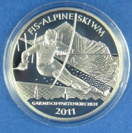 Germany 10 Euro Silver Coin 2010 UNC FIS Alpine Ski Worldcup 2011 