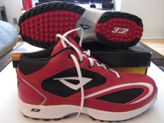 3N2 Red Black Momentum Trainer Mid Turf Shoe Cleat Baseball Softball 