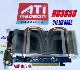 ATI Radeon HD 3650 512 MB Video Graphics Card AGP 8x 102 G0211 100 4 