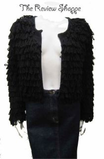 525 America Black Yarn Knit Shag Wool Cashmere Blend Jacket ORG $295 
