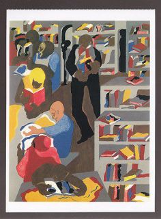 JACOB LAWRENCE Schomburg Library (1987) ART ARTWORK PAINTING POSTCARD