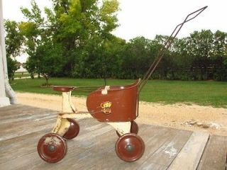 Antique Vintage TURNER Toy Baby Doll TIN Stroller with Decal