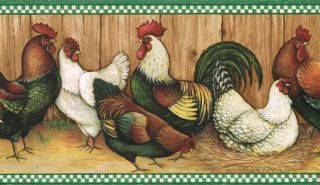 ROOSTERS OF ALL KINDS COUNTRY KITCHEN Wallpaper Wall bordeR