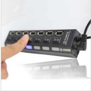 Mini 7 Port USB 2 0 High Speed HUB ON OFF Sharing Switch For Laptop PC 
