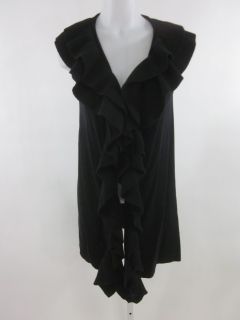 525 America Black Cotton Sleeveless Fringe Sweater Sz M