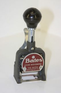 NUMBER Vintage BATES Numbering Machine Lever Movement MADE in USA