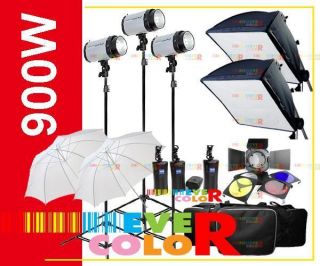 900W Studio Strobe Flash Light Kit Trigger Carry Case