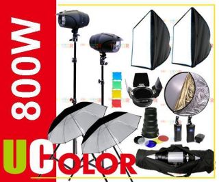 800W Strobe Studio Flash Lighting Kit Cooling Fan Light 400W X 2