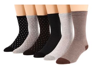 Ecco Socks Rayon From Bamboo Fancy Stripe And Polka Dot Sock 6 Pack 