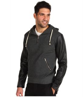Shades of Grey Faux Leather Sleeve Fleece Pullover    