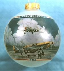   WWII CORSAIR F4U AIRPLANE CHRISTMAS BALL ORNAMENT w/A E HOUSMAN QUOTE