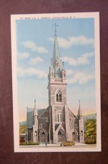 St Marys Church Little Falls NY Vintage Postcard