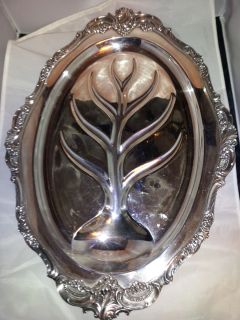 VINTAGE WALLACE BAROQUE SILVER PLATE LARGE 19 SERVING MEAT TURKEY TRAY 