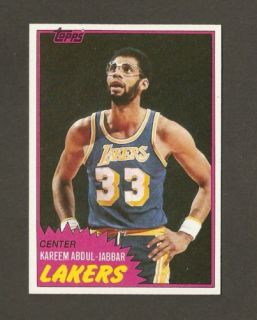 1981 Topps 20 Kareem Abdul Jabbar La Lakers NM Mint