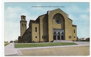 ABILENE TX texas   COLLEGE CHURCH OF CHRIST   old unused postcard