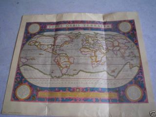 Old Global Map by Abraham Ortelius 1590 Print Look