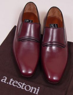 Testoni Shoes $750 Bordeaux Dark Seam Piping Handmade Loafer 7 40E 