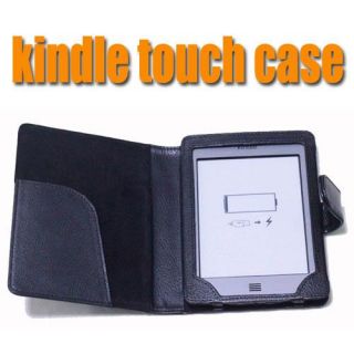 Black Folio PU Leather Case Cover Pouch for eBook  Kindle Touch 