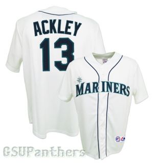 Dustin Ackley Seattle Mariners Home Sewn Replica Jersey Size M 2XL 