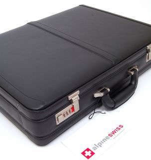 Expandable Leather Attache Case Briefcase Hard Sided Legal Size 1 yr 