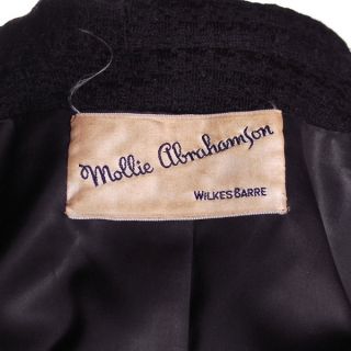 Vintage Black Textured Wool Swing Coat Huge Collar George Carmel Size 