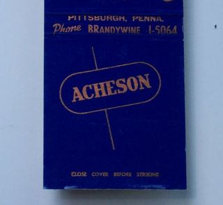 1940s Acheson Bronze Pipe Fittings Matchbook Rankin PA