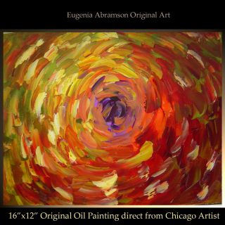   ART ABSTRACT MODERN PALETTE KNIFE OIL PAINTING FLOWER Eugenia Abramson