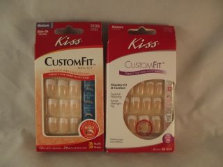 Kiss Custom Fit Glue on Finger Nails Medium Length Flat or High Arch 