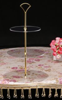Tier Acrylic Cupcake Cake Stand Gold Art Deco Fan Handle for Wedding 