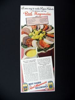   Foods Mayonnaise Mayo Salad Recipe 1946 Print Ad Advertisement