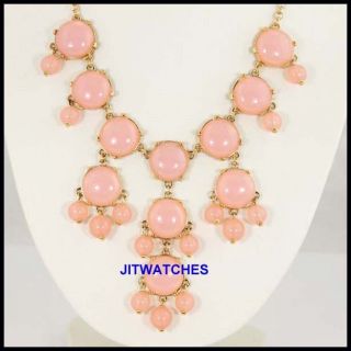bubble bib statement fashion classic necklace peach pink 100 % brand 