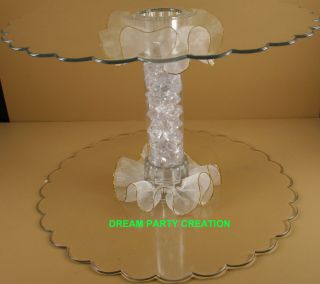 10 Decorated Cake Stand with Acrylic Rocks Organza Trim Choose from 