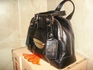 New Authentic Lancel Croco Adjani Tote Bag Black