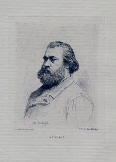 Adolphe Lalauze Portrait of J F Millet Etching