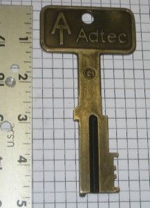antique vintage old adtec prison jail cell key brass