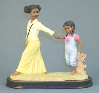 African American Figurine Sisters Footsteps Decor Art