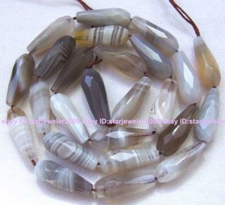 6x15mm Grey Persia Agate Faceted Drop Gemstone Beads15