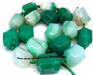 Green Stripe Agate 15x20mm Freeform Faceted Gemstone Be