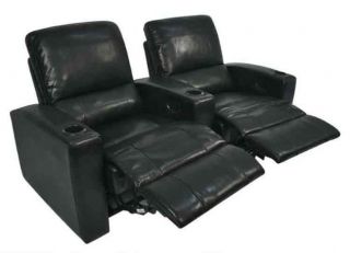 Adonis Home Theater Seating 2 Leather Manual Seats Black Chairs