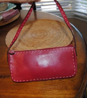 Adrienne Vittadini Handbag Wristlet Red Leather