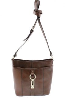 Etienne Aigner New Brown Genuine Leather Shoulder Handbag Small BHFO 