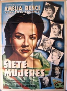975 Siete Mujeres Original Mexican Poster Amelia Bence