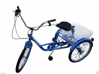 New 24 Adult Tricycle 3 Wheel 6 Speed Trike Shimano Red White Blue 