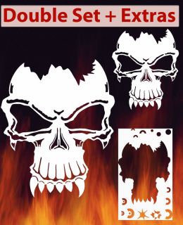 air brush stencil skull 5 Cracked Double Set Outlines Extras Template 