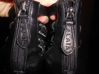 Azzedine ALAIA Paris Lace Up Cutout Grommet Studded Rivet Sandals 