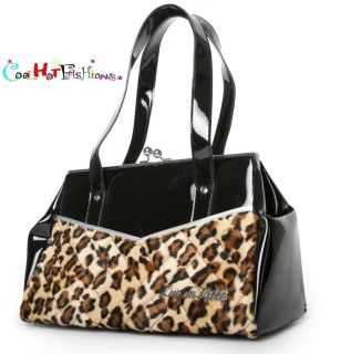 Lux De Ville Femme Fatale Kiss Lock BLACK Leopard PUnk purse Pinup 