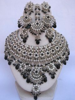 Indian Ashwairiyas Silver Jodha Akbar Black Bridal Jewelry Earrings 