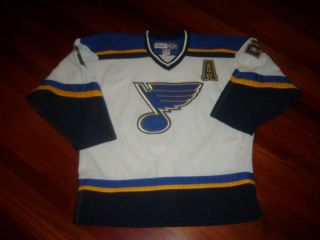 Al MacInnis St. Louis Blues CCM Authentic On Ice Game Jersey w/ Fight 